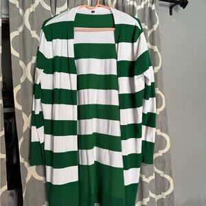 Amazon Green and White Striped Cardigan